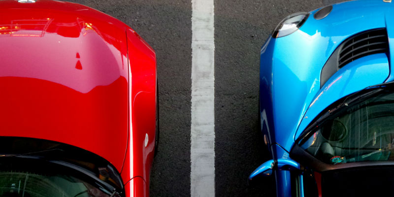 Two cars next to each over, from above