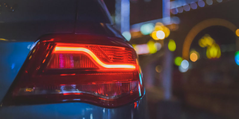 Back light of a blue car